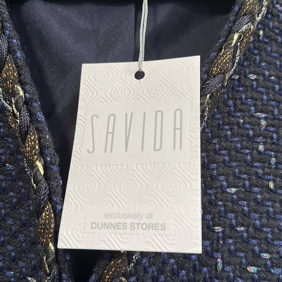 NWT Women’s Savida Navy Blue Alice Braid Tweed Blazer Size Large - Picture 6 of 9